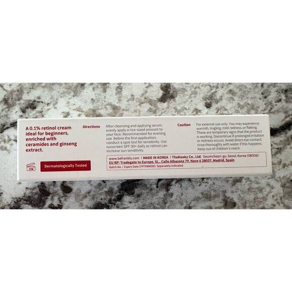 FRANKLY Retinol 0.1 Wrinkle Repair Cream 1oz  30ml Anti-Aging K-Beauty Exp. 2026 - Picture 3 of 5